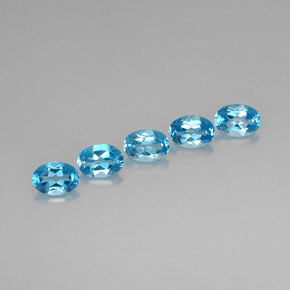 Gemas de topacio azul natural de  ct, corte óvalo, VVS