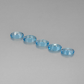 Gemas de topacio azul natural de  ct, corte óvalo, VVS