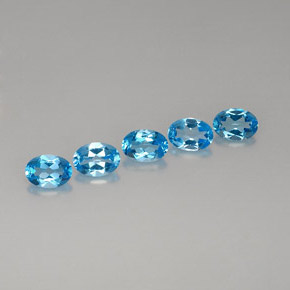 Gemas de topacio azul natural de  ct, corte óvalo, VVS