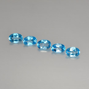 Gemas de topacio azul natural de  ct, corte óvalo, VVS