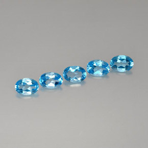 Gemas de topacio azul natural de  ct, corte óvalo, VVS