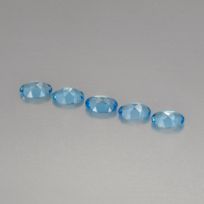 Gemas de topacio azul natural de  ct, corte óvalo, VVS