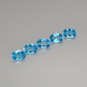 Gemas de topacio azul natural de  ct, corte óvalo, VVS