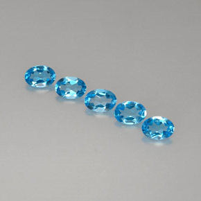 Gemas de topacio azul natural de  ct, corte óvalo, VVS