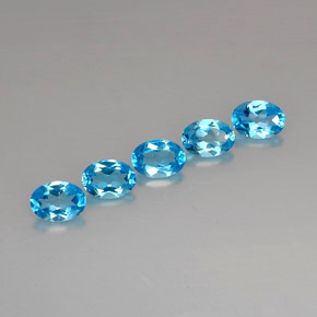 Gemas de topacio azul natural de  ct, corte óvalo, VVS