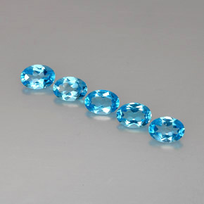 Gemas de topacio azul natural de  ct, corte óvalo, VVS