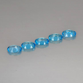 Gemas de topacio azul natural de  ct, corte óvalo, VVS