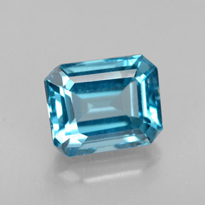 Topacio azul natural de 1,94 ct, corte esmeralda, VVS