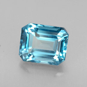 Topacio azul natural de 1,94 ct, corte esmeralda, VVS