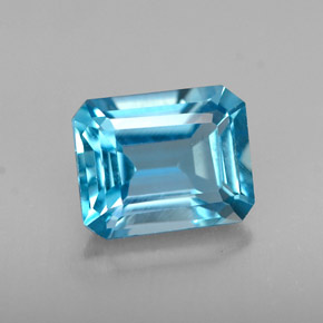Topacio azul natural de 1,69 ct, corte esmeralda, VVS