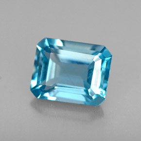 Topacio azul natural de 1,69 ct, corte esmeralda, VVS