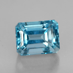 Topacio azul natural de 2,62 ct, corte esmeralda, VVS