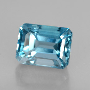 Topacio azul natural de 2,62 ct, corte esmeralda, VVS