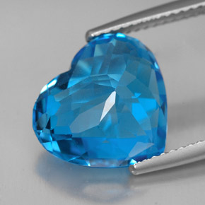 Topacio azul natural de 8,01 ct, forma de corazón, VVS