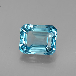 Topacio azul natural de 2,01 ct, corte esmeralda, VVS