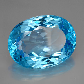 Topacio azul natural de 165,50 ct, corte óvalo, IF