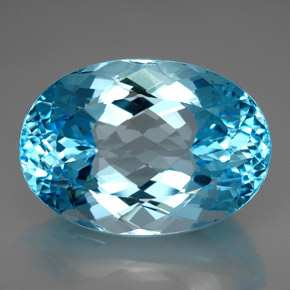 Topacio azul natural de 230,00 ct, corte óvalo, VVS