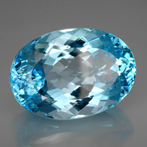Topacio azul natural de 230,00 ct, corte óvalo, VVS
