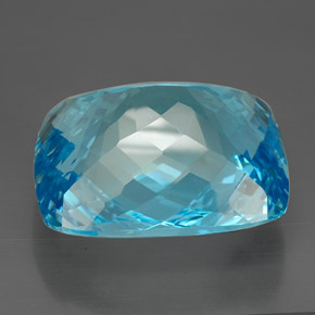 Topacio azul natural de 206,00 ct, corte cojín, IF