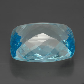 Topacio azul natural de 185,00 ct, corte cojín, IF