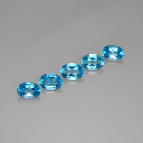 Gemas de topacio azul natural de  ct, corte óvalo, VVS-VS