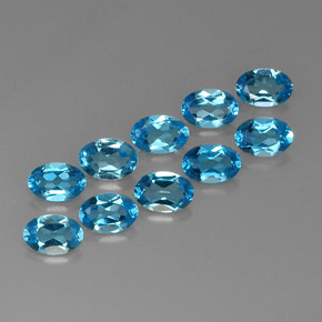 Gemas de topacio azul natural de  ct, corte óvalo, VVS-VS