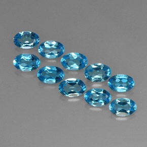 Gemas de topacio azul natural de  ct, corte óvalo, VVS-VS