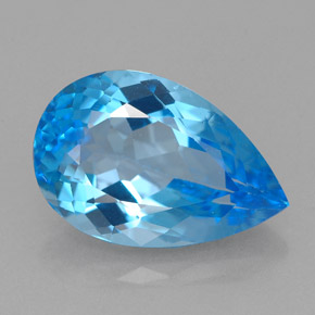 Topacio azul natural de 5,28 ct, en forma de pera, VVS-VS