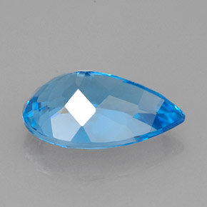 Topacio azul natural de 5,28 ct, en forma de pera, VVS-VS