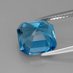 Topacio azul natural de 5,30 ct, corte esmeralda, VVS-VS