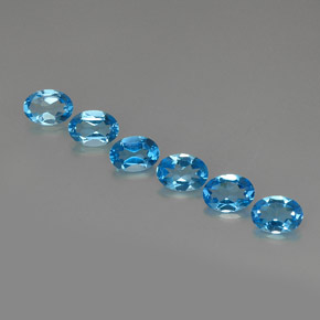 Gemas de topacio azul natural de  ct, corte óvalo, VVS-VS