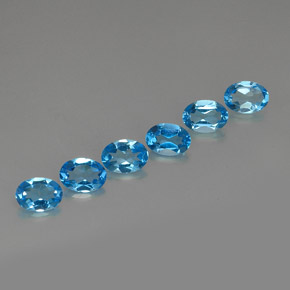 Gemas de topacio azul natural de  ct, corte óvalo, VVS-VS