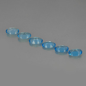 Gemas de topacio azul natural de  ct, corte óvalo, VVS-VS