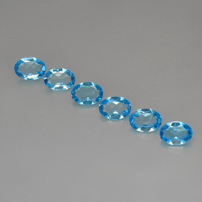 Gemas de topacio azul natural de  ct, corte óvalo, VVS-VS