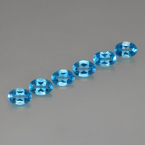 Gemas de topacio azul natural de  ct, corte óvalo, VVS-VS