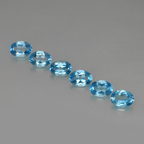 Gemas de topacio azul natural de  ct, corte óvalo, VVS-VS