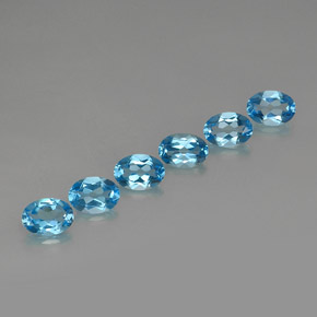 Gemas de topacio azul natural de  ct, corte óvalo, VVS-VS