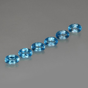 Gemas de topacio azul natural de  ct, corte óvalo, VVS-VS