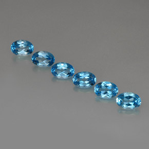 Gemas de topacio azul natural de  ct, corte óvalo, VVS-VS