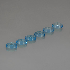Gemas de topacio azul natural de  ct, corte óvalo, VVS-VS