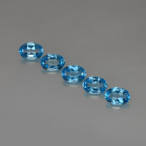 Gemas de topacio azul suizo natural de  ct, corte óvalo, VVS-VS