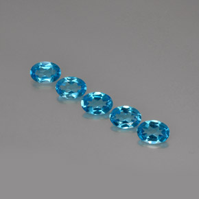 Gemas de topacio azul natural de  ct, corte óvalo, VVS-VS