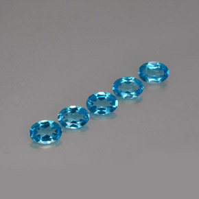 Gemas de topacio azul natural de  ct, corte óvalo, VVS-VS