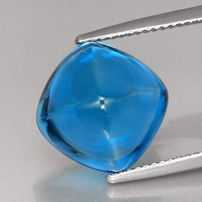 Topacio azul natural de 12,96 ct, corte cojín, transparente