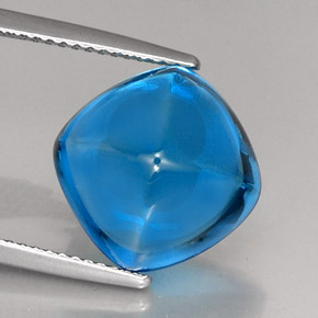 Topacio azul natural de 12,96 ct, corte cojín, transparente