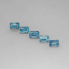 Gemas de topacio azul natural de  ct, corte esmeralda, VVS-VS