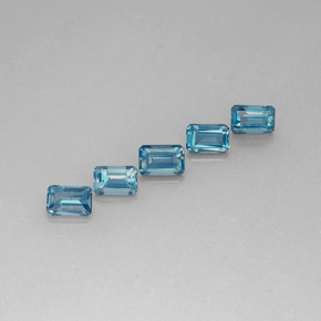 Gemas de topacio azul natural de  ct, corte esmeralda, VVS-VS