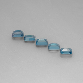Gemas de topacio azul natural de  ct, corte esmeralda, VVS-VS