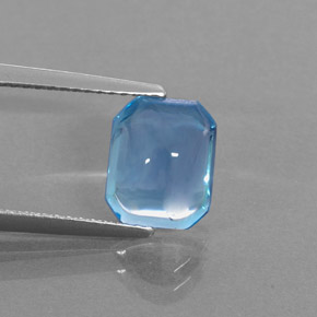 Topacio azul natural de 3,46 ct, corte esmeralda, transparente