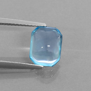Topacio azul natural de 3,43 ct, corte esmeralda, transparente